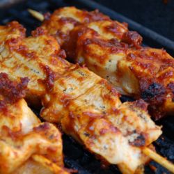 Bacon Bourbon BBQ Chicken Kebabs